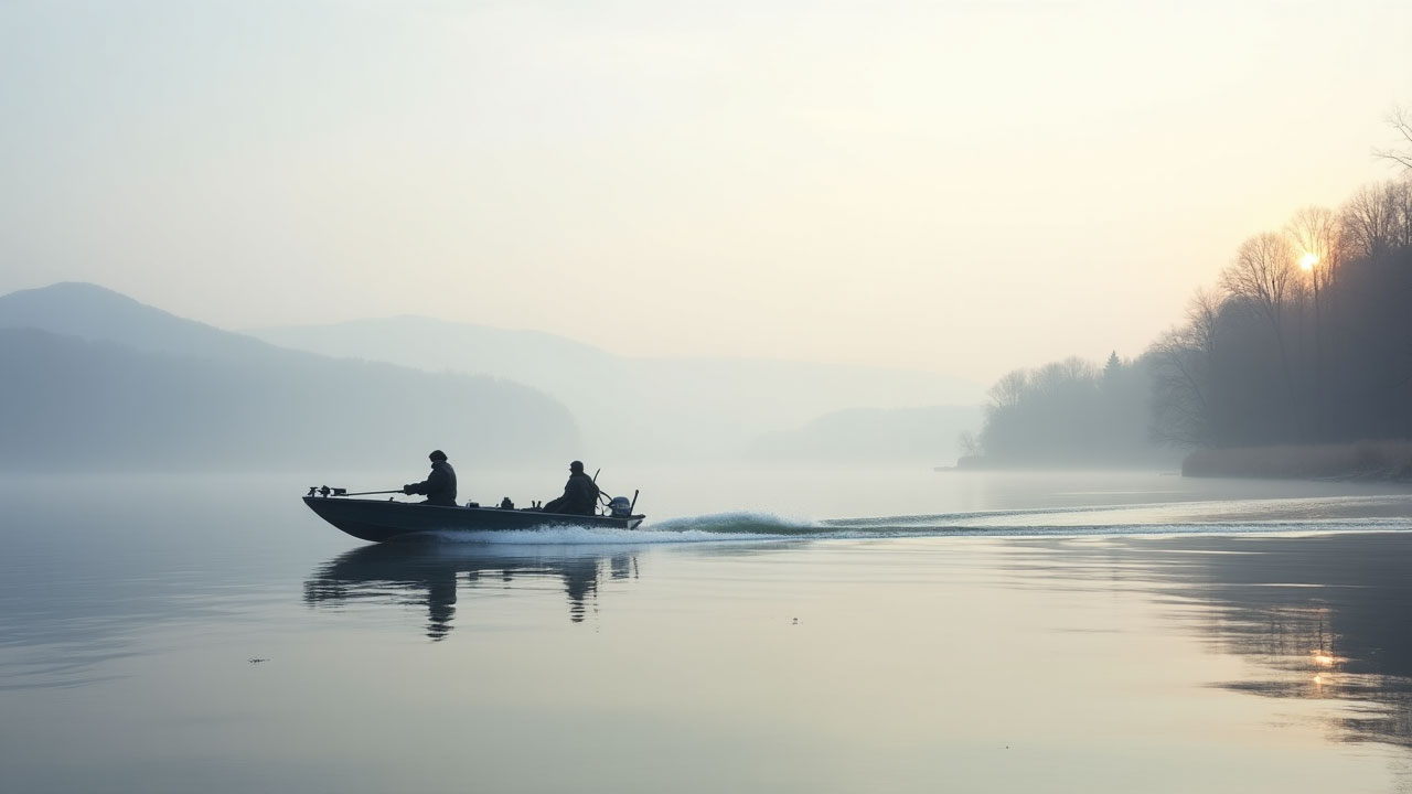 Boaters/fishermen casting a line in the peaceful, winter season from Cape Fair Marina on Table Rock Lake